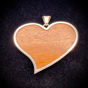 Heart Charm Wood And Sterling Silver - image 1